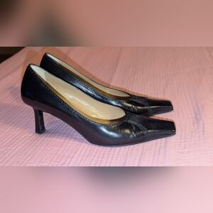 Ballin Luxury Italian Heels Pumps Shoes Sz 39.5 Black Leather Reptile Italy 9.5